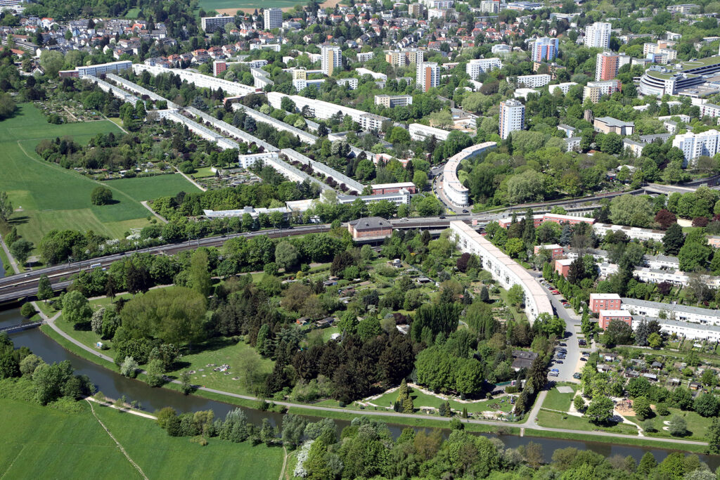 Frankfurt; Luftbild der Römerstadt